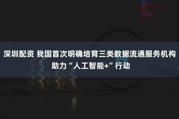 深圳配资 我国首次明确培育三类数据流通服务机构 助力“人工智能+”行动
